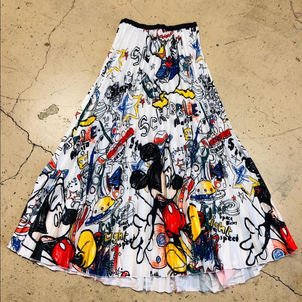 Mickey Mouse Plaid Maxi Skirt